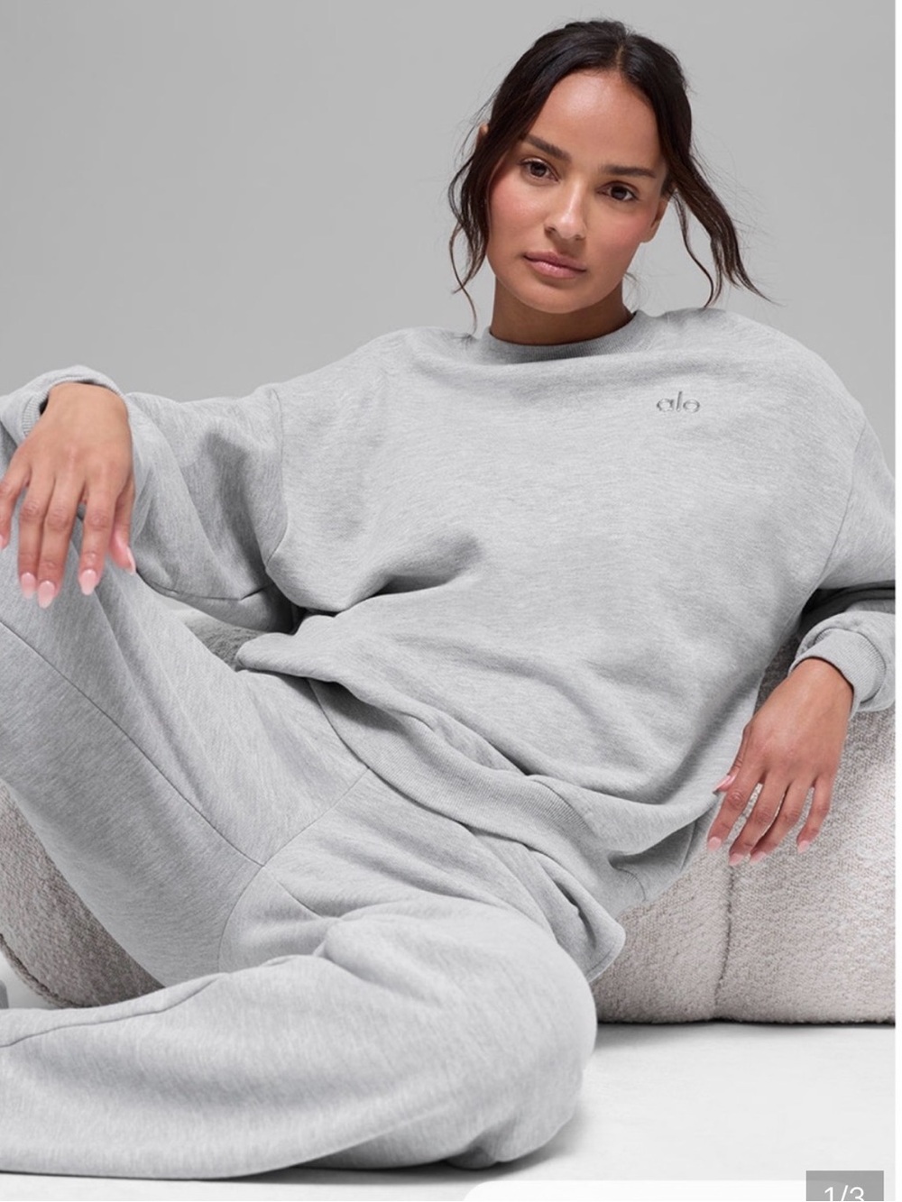 ALO Yoga Light Gray Oversized Crewneck Sweatshirt